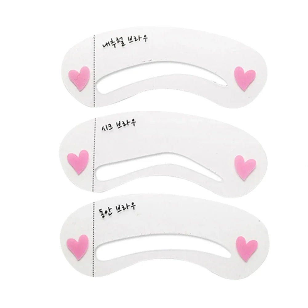 Pure Elegance | 12 Styles/set Reusable DIY Eye Brow Drawing Guide Styling Shaping Grooming Template Card Eyebrow Stencil Set Easy Make Up Tools 3pcs Card
