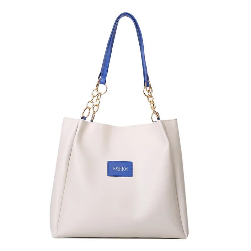 Pure Elegance | 1PC Atmospheric Commuting Fashion Popular Handbag Summer Trend New Student Make-up Class Bag Simple Casual Shoulder Tote Bag Blue
