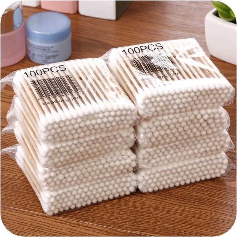 Pure Elegance | 500pcs Double Head Wood Cotton Swab Nose Ears Cleaning Women Makeup Tools Lipstik Cotton Buds Tip Sticks Bastoncillos Oidos
