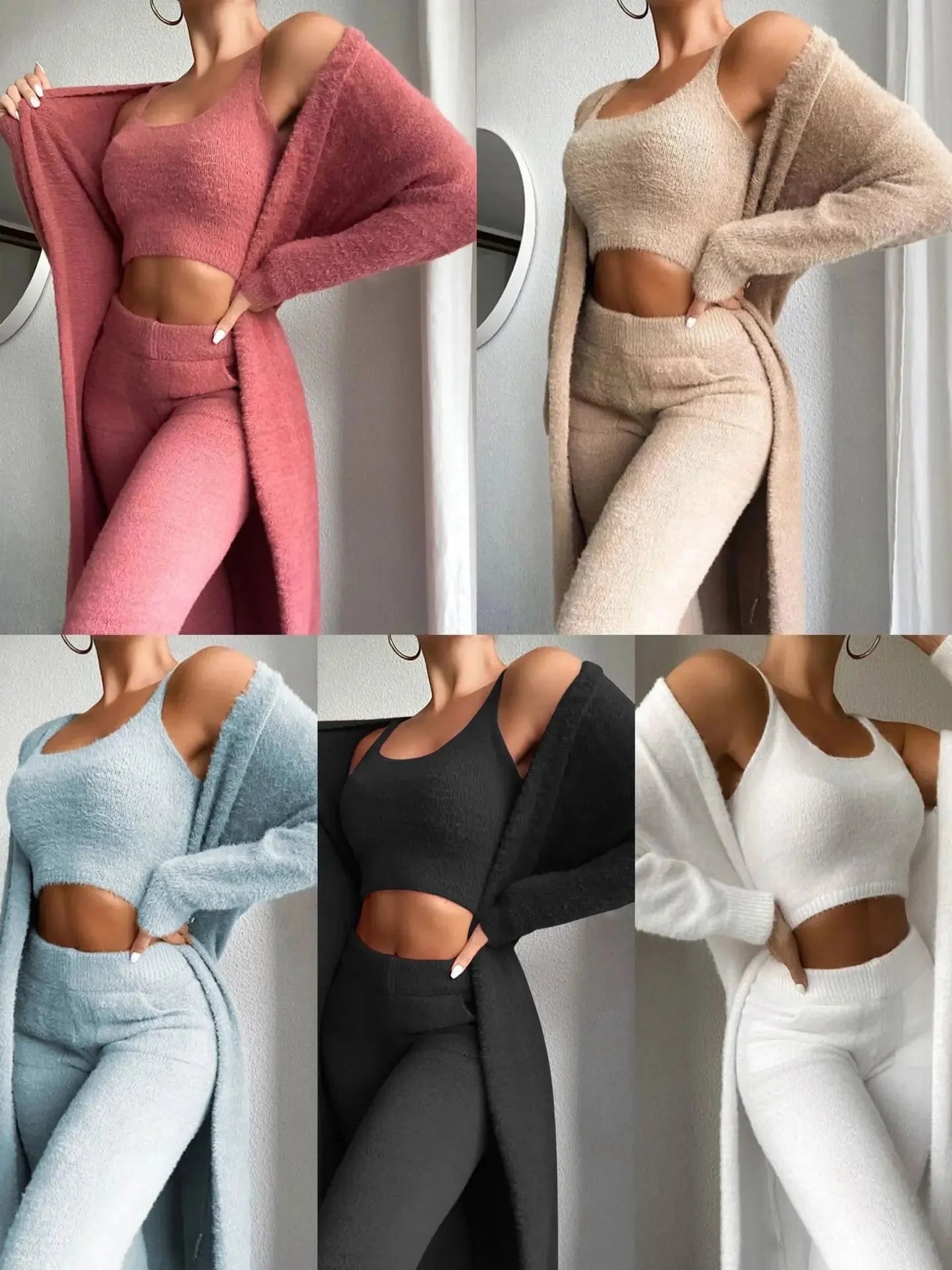Pure Elegance | 3-Piece Fuzzy Fleece Loungewear Set