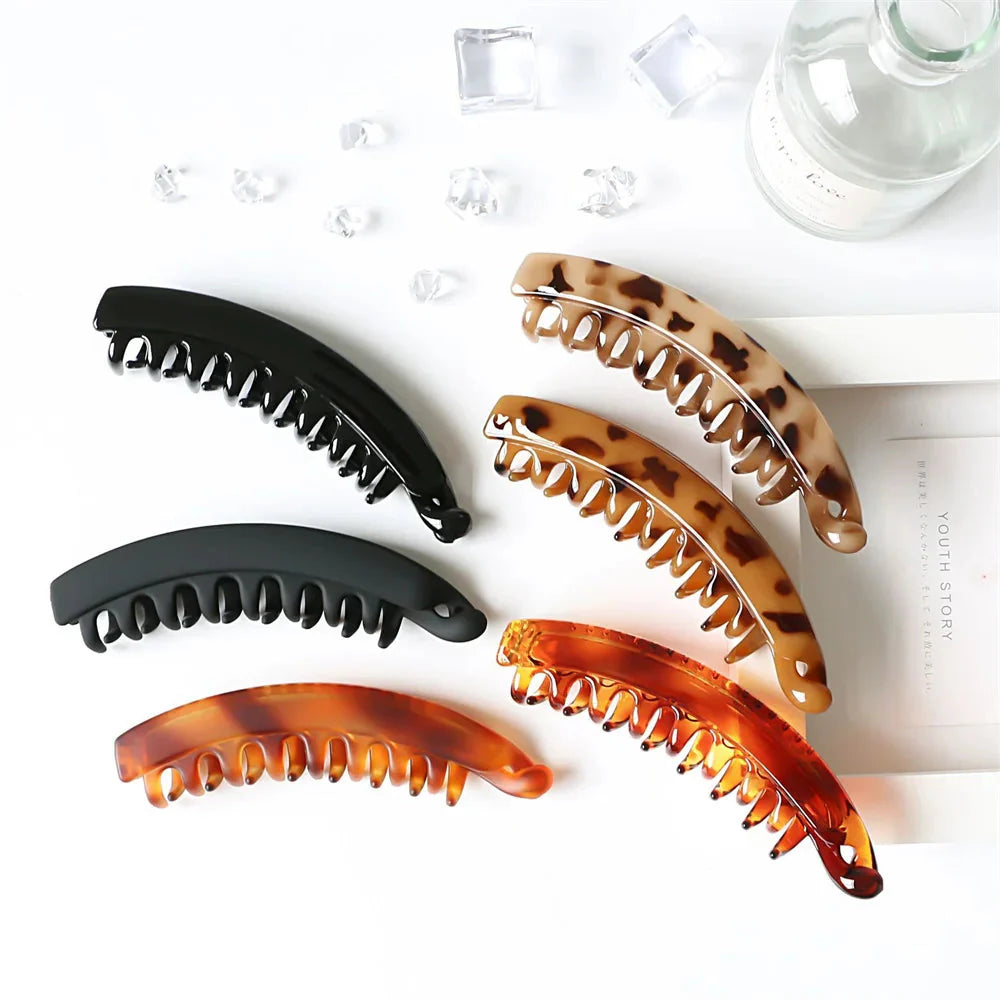 Pure Elegance | Frosted Solid Color Banana Hair Clips – Fashion Ponytail Barrettes & Hair Claws for Women