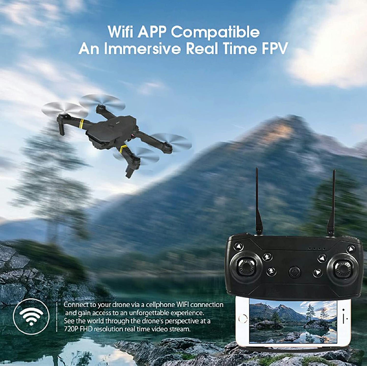 Pure Elegance | 4K HD Dual Camera RC FPV WiFi Portable Wide Angle Foldable Quadcopter Drone