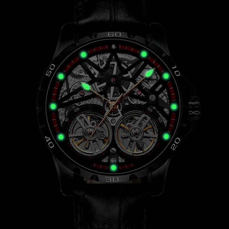 Pure Elegance | AILANG 2022 Men's Fashion Watch Automatic Double Pendulum Tourbillon Watch Luxury Clock Waterproof Business Mechanical Watch