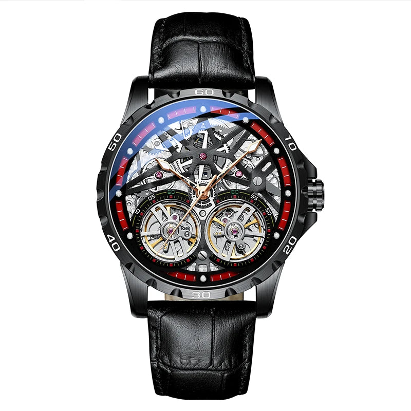 Pure Elegance | AILANG 2022 Men's Fashion Watch Automatic Double Pendulum Tourbillon Watch Luxury Clock Waterproof Business Mechanical Watch