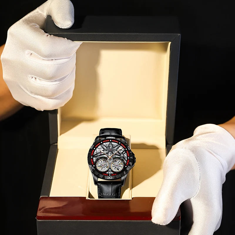 Pure Elegance | AILANG 2022 Men's Fashion Watch Automatic Double Pendulum Tourbillon Watch Luxury Clock Waterproof Business Mechanical Watch