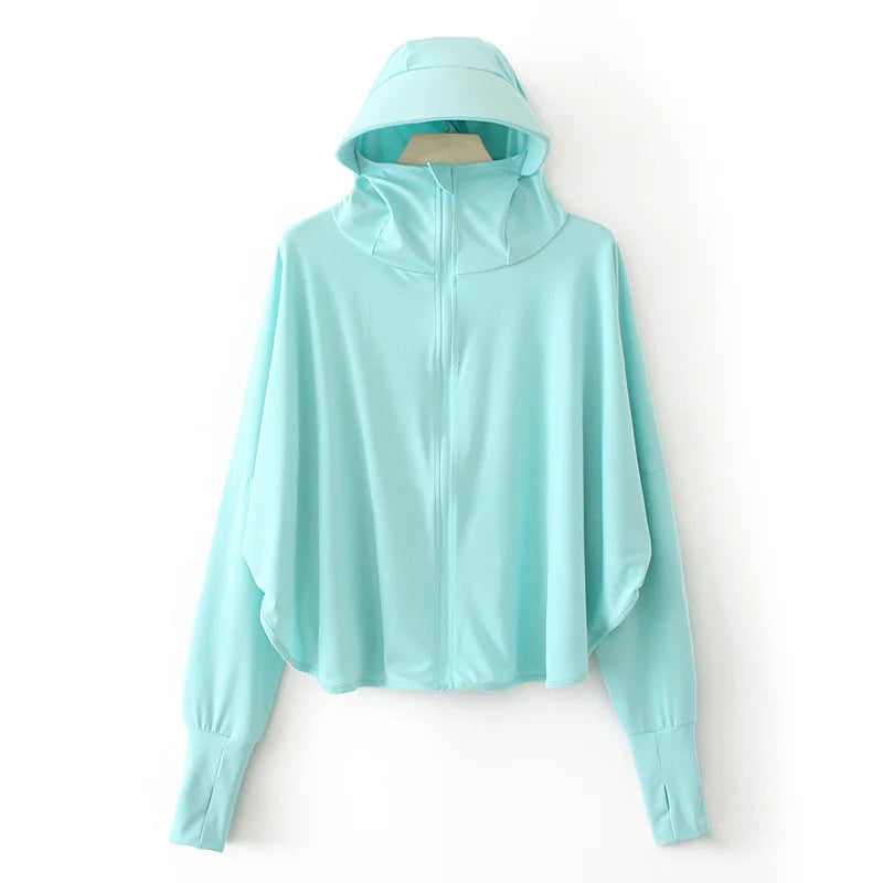 Pure Elegance | Summer Women Sun Protection Clothing UPF 50+ UV Ice Silk Sunscreen Clothing Hooded Sun Protection Clothing Outdoor UV Protection green CHINA