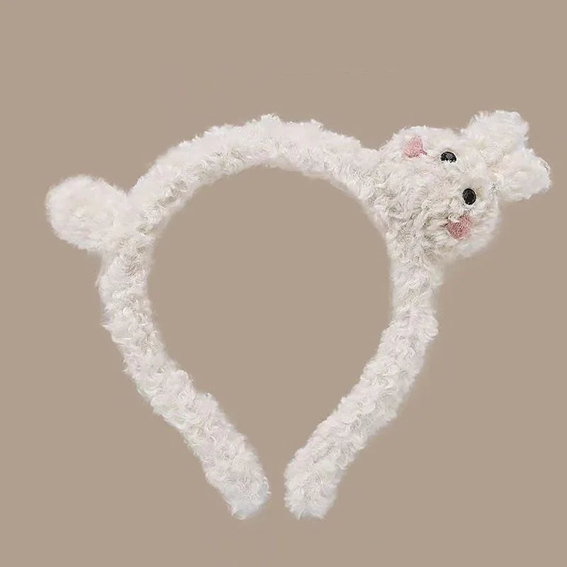 Pure Elegance | Kawaii Plush Bear Headband Lotso Strawberry Bear Plush Ears Headband Cartoon Face Wash Non-Slip Cute Headdress Baby Girl Gift DEEP BLUE