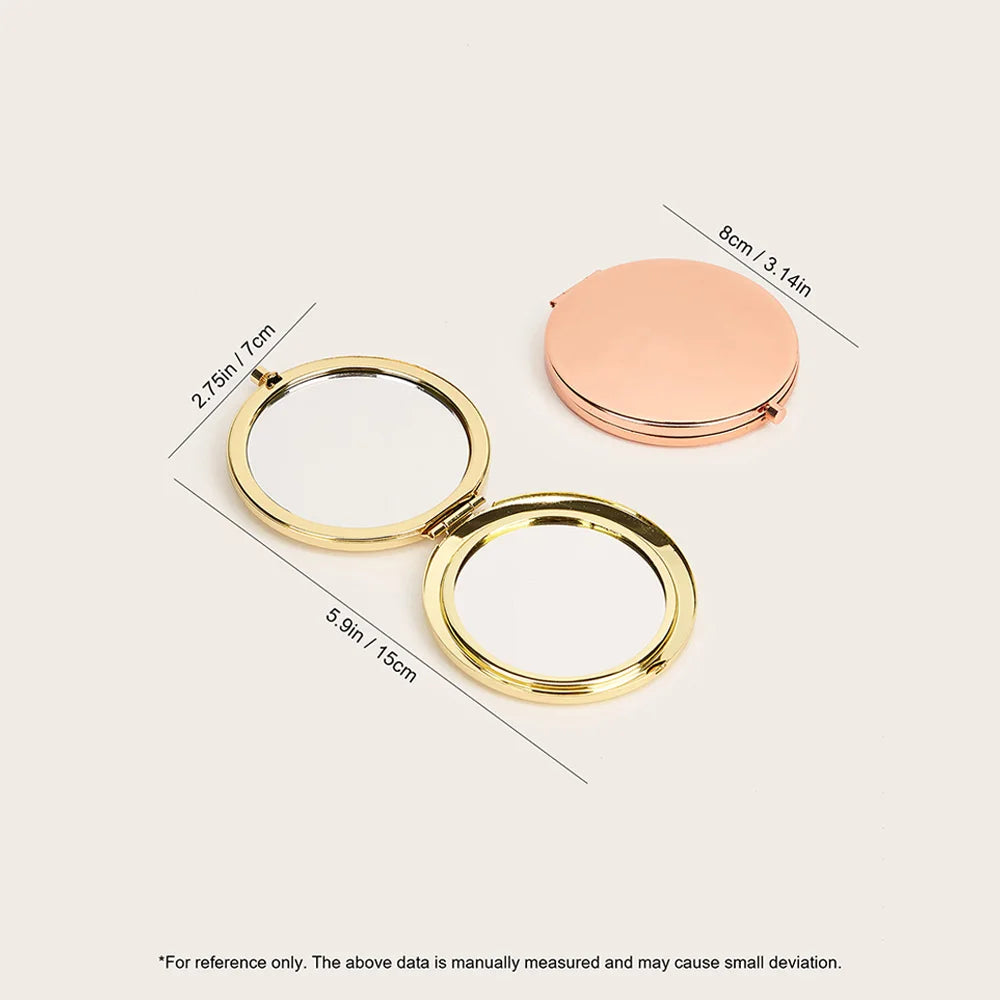 Pure Elegance | Round Makeup Mirror Double Side Metal Mirror Magnifier HD Pocket Makeup Folding Mirror Hand Held Make Up Travel Mini Mirror
