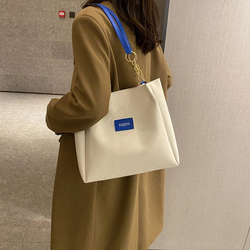 Pure Elegance | 1PC Atmospheric Commuting Fashion Popular Handbag Summer Trend New Student Make-up Class Bag Simple Casual Shoulder Tote Bag