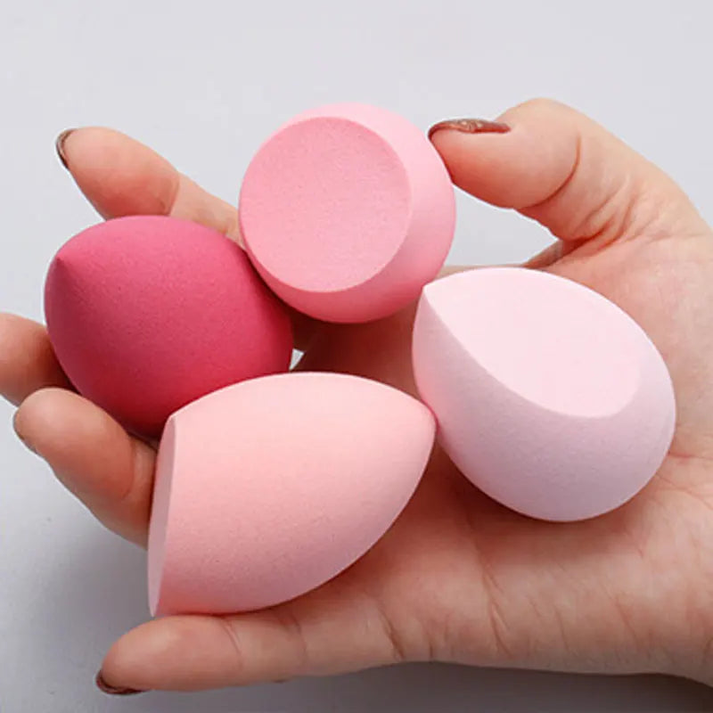 Pure Elegance | 4pcs Makeup Sponge Powder Puff Dry and Wet Combined Beauty Cosmetic Ball Foundation Powder Puff Bevel Cut Make Up Sponge Tools Pink