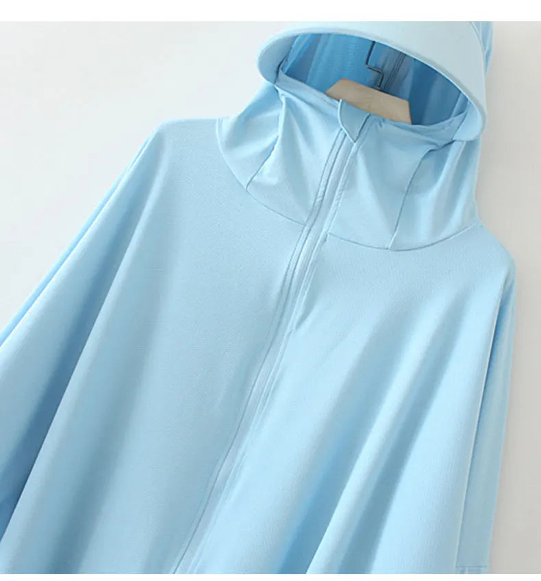 Pure Elegance | Summer Women Sun Protection Clothing UPF 50+ UV Ice Silk Sunscreen Clothing Hooded Sun Protection Clothing Outdoor UV Protection