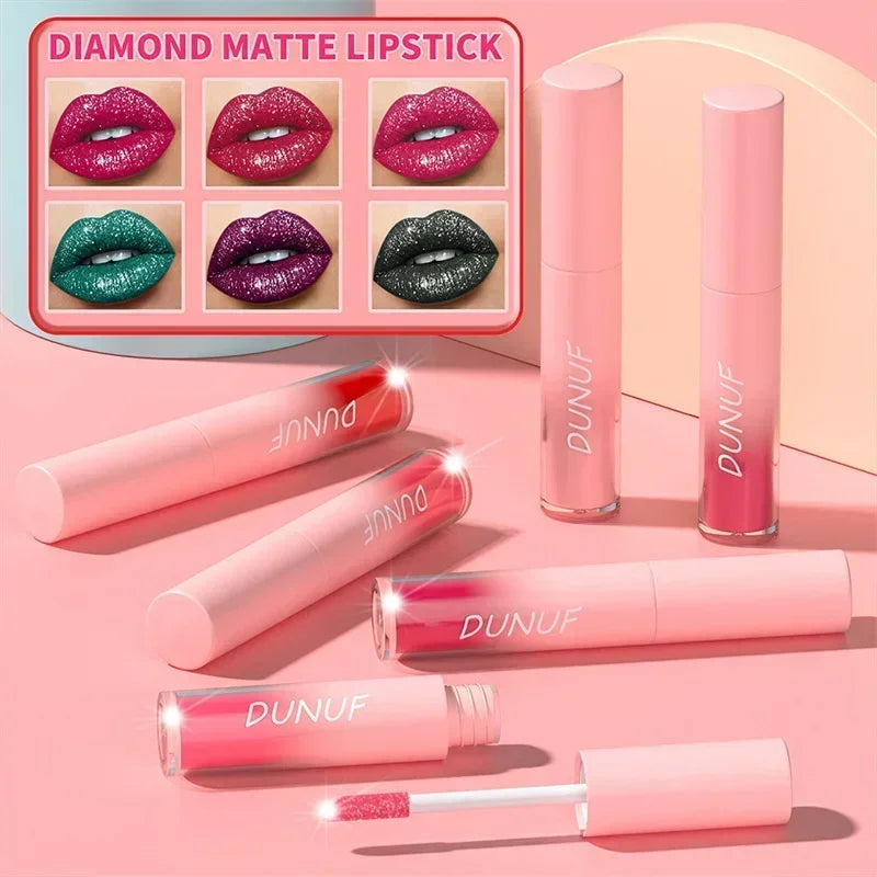 Pure Elegance | Waterproof Diamond Shimmer Glitter Lip Gloss 18 Colors Matte Glitter Liquid Lipstick Diamond Pearl Colour Lip Gloss Sexy Make Up