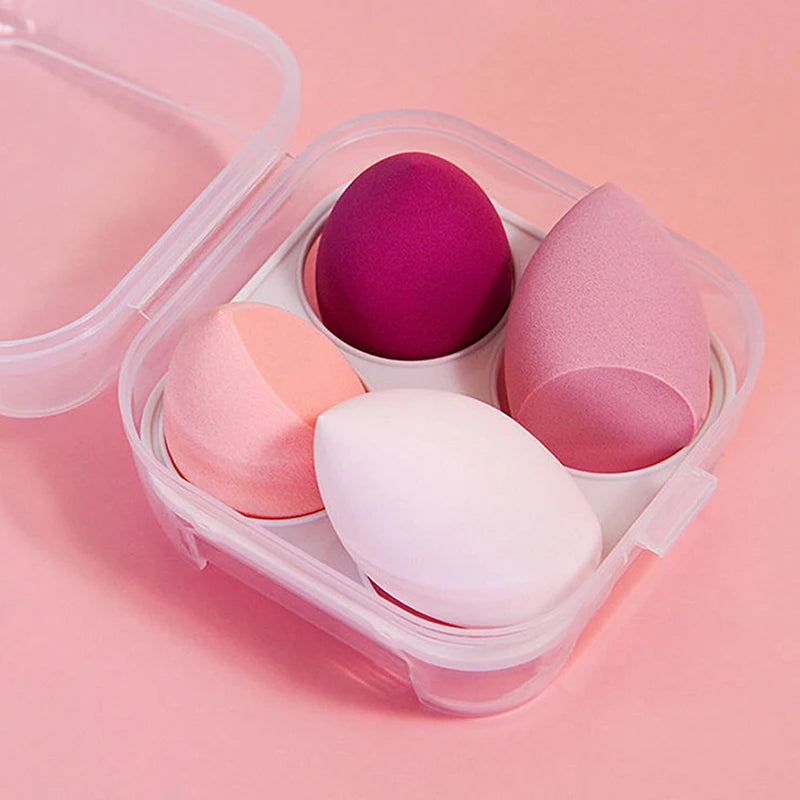 Pure Elegance | 4pcs Makeup Sponge Powder Puff Dry and Wet Combined Beauty Cosmetic Ball Foundation Powder Puff Bevel Cut Make Up Sponge Tools