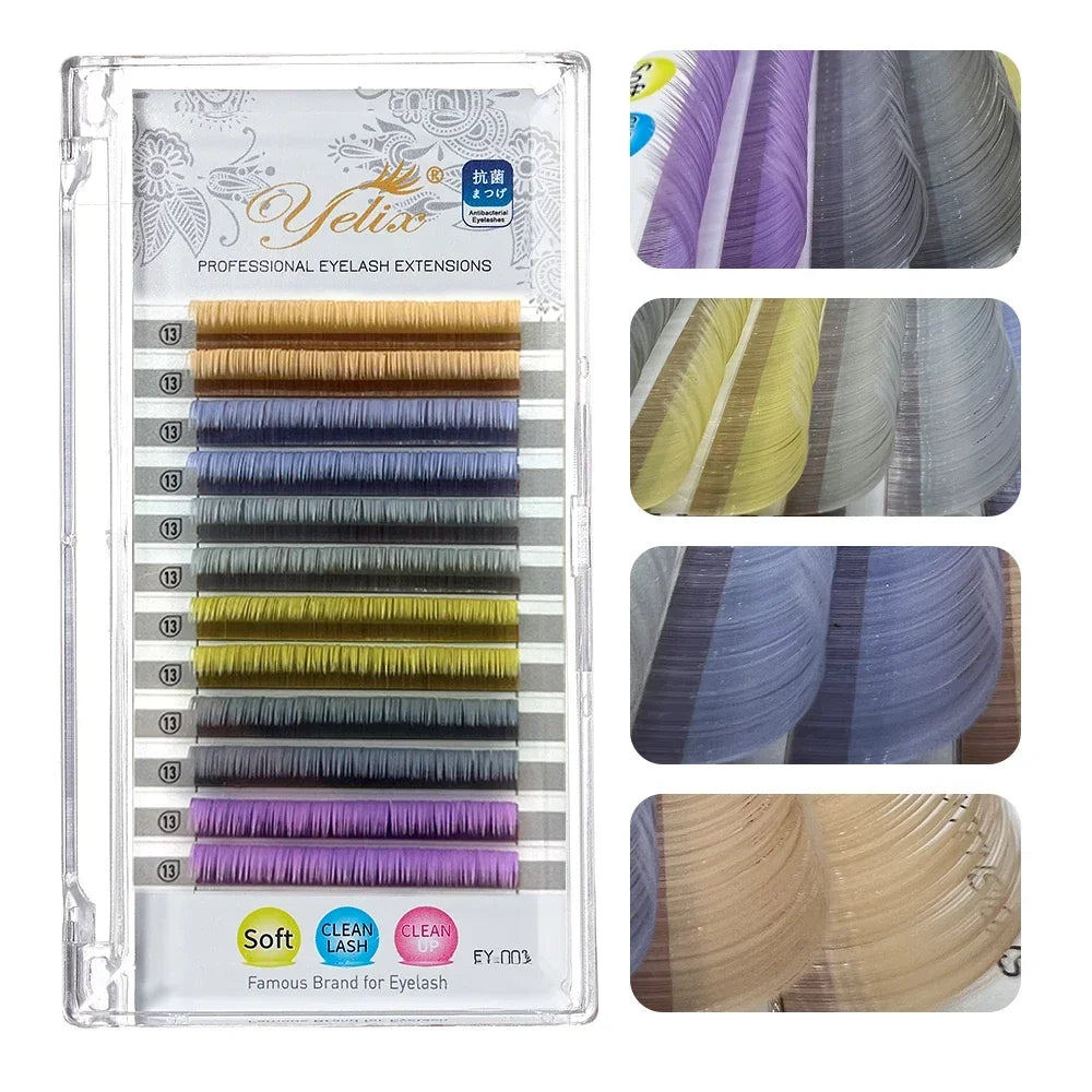 Pure Elegance | Yelix Ellipse Flat Lashes Mix Color Cashmere Lash Extensions Super Soft Eyelash Extenton High Quality Make Up Fake Eyelashes