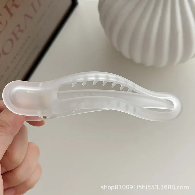 Pure Elegance | Plastic Duckbill Clip Seamless Hair Claws for Women Girls Hair Crab Clamps Face Wash Hairpin Hair Accessories Candy Color 11.5cm white