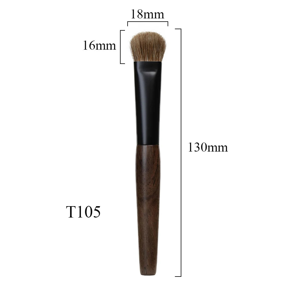 Pure Elegance | T105 Professional Handmade Makeup Brushes Natural Goat Hair Concealer Small Foundation Brush Ebony Wood Handle Make Up Brush