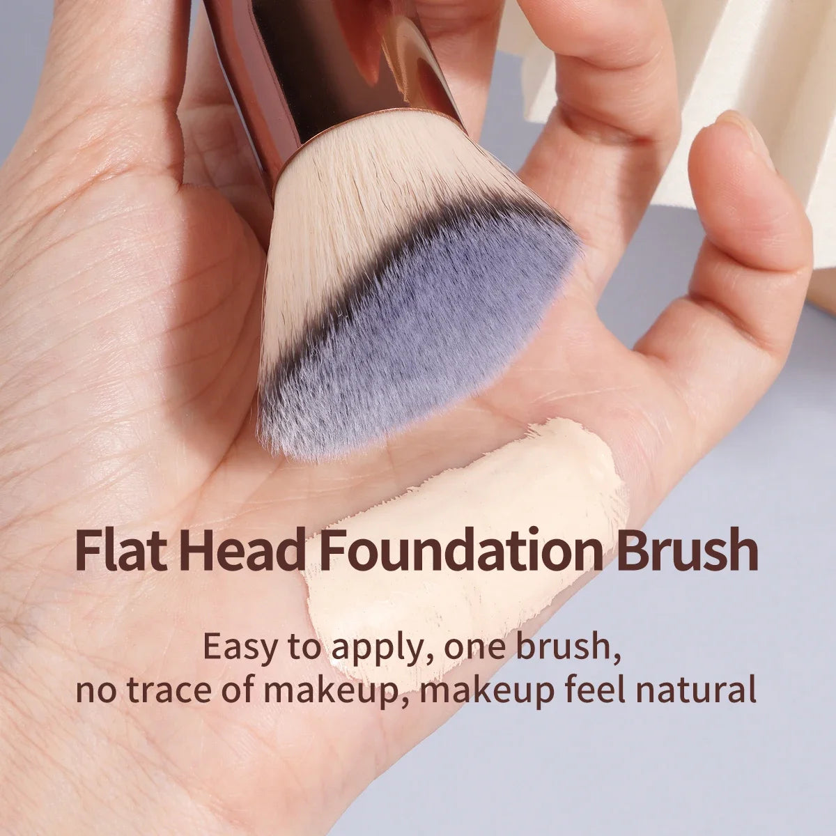 Pure Elegance | MAANGE 2PCS Foundation Makeup Brush Set Flat Angled Kabuki Powder Blush Brush For Liquid Soft Bristles Cosmetic Makeup Tools