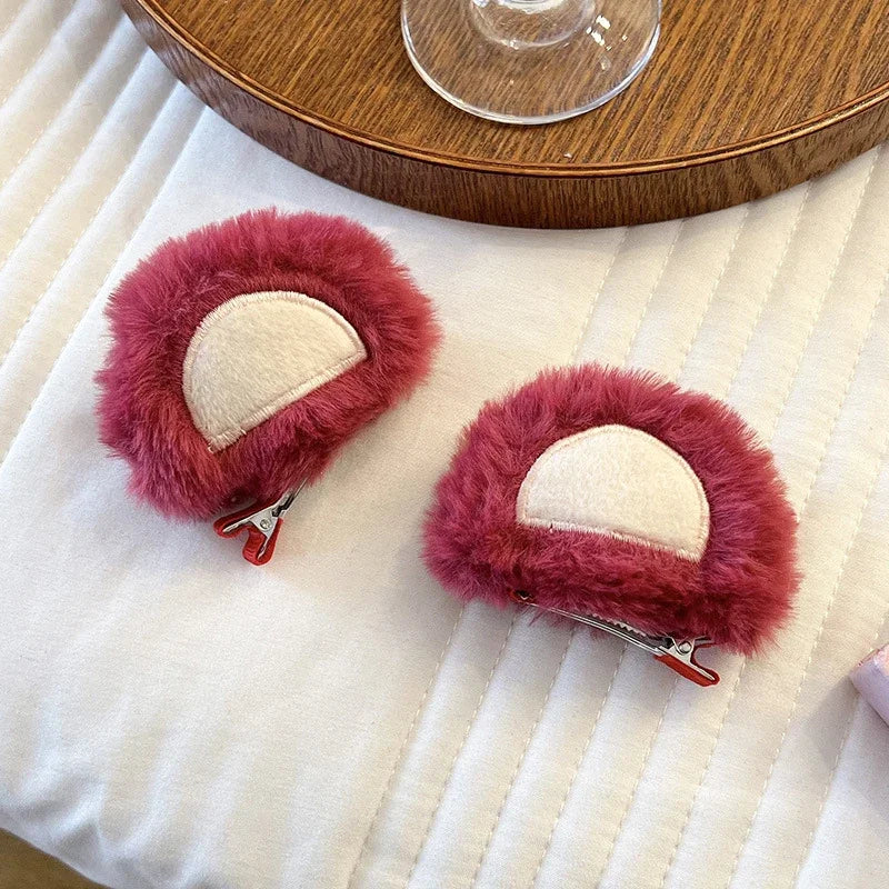 Pure Elegance | Kawaii Plush Bear Headband Lotso Strawberry Bear Plush Ears Headband Cartoon Face Wash Non-Slip Cute Headdress Baby Girl Gift Red