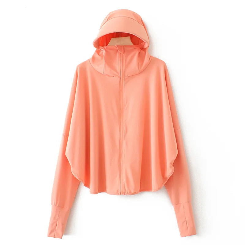 Pure Elegance | Summer Women Sun Protection Clothing UPF 50+ UV Ice Silk Sunscreen Clothing Hooded Sun Protection Clothing Outdoor UV Protection orange CHINA