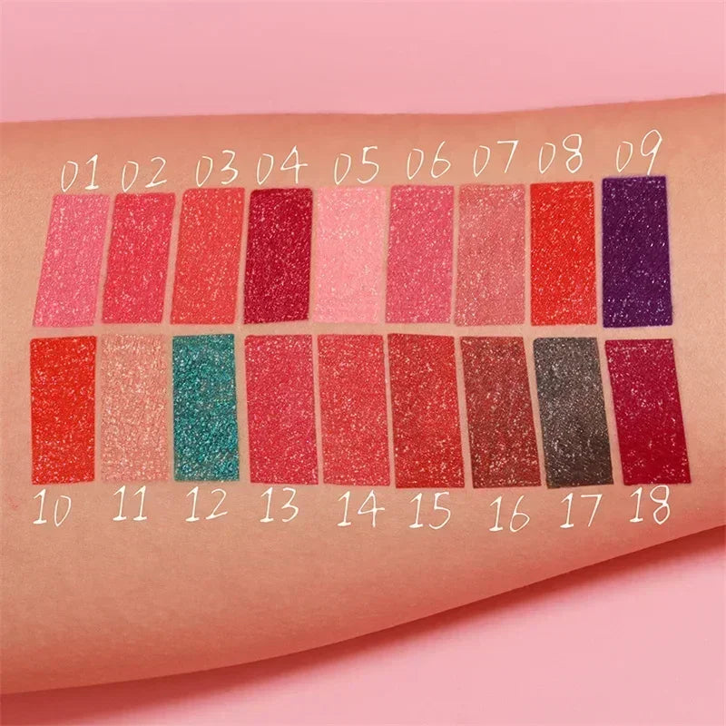 Pure Elegance | Waterproof Diamond Shimmer Glitter Lip Gloss 18 Colors Matte Glitter Liquid Lipstick Diamond Pearl Colour Lip Gloss Sexy Make Up