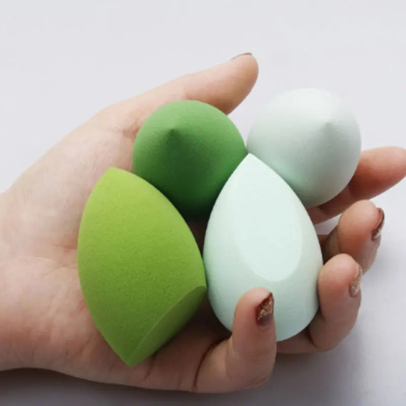 Pure Elegance | 4pcs Makeup Sponge Powder Puff Dry and Wet Combined Beauty Cosmetic Ball Foundation Powder Puff Bevel Cut Make Up Sponge Tools green