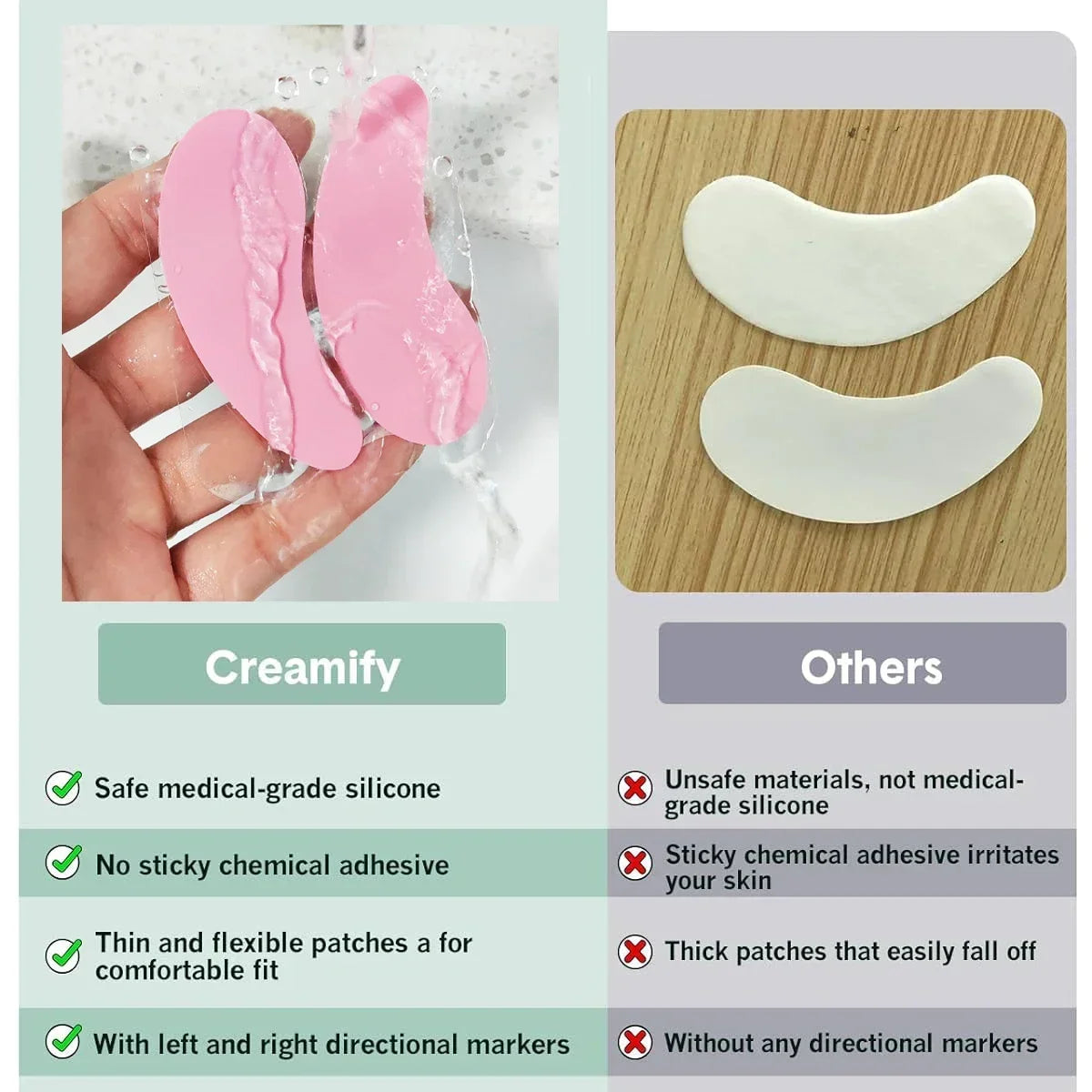 Pure Elegance | 3 Pairs Reusable Silicone Eye Pads with box Stripe Lash Lift Eyelash Extension Hydrogel Patches Under Eye Gel Patch Makeup Tools