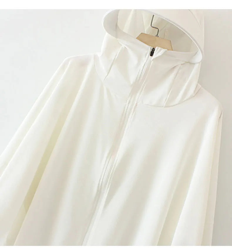 Pure Elegance | Summer Women Sun Protection Clothing UPF 50+ UV Ice Silk Sunscreen Clothing Hooded Sun Protection Clothing Outdoor UV Protection