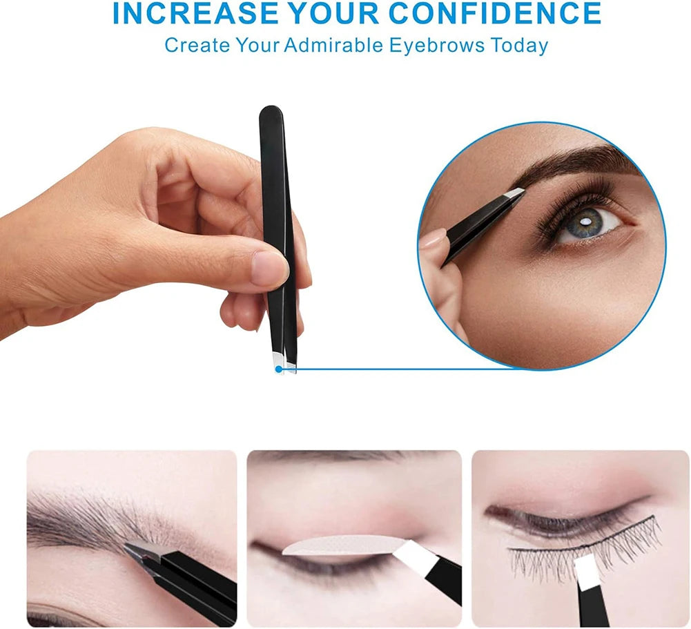 Pure Elegance | 4PCS Tweezers Set Professional Makeup Tools Stainless Steel Tweezers for Eyebrows for Facial Hair and Ingrown Hair Removal