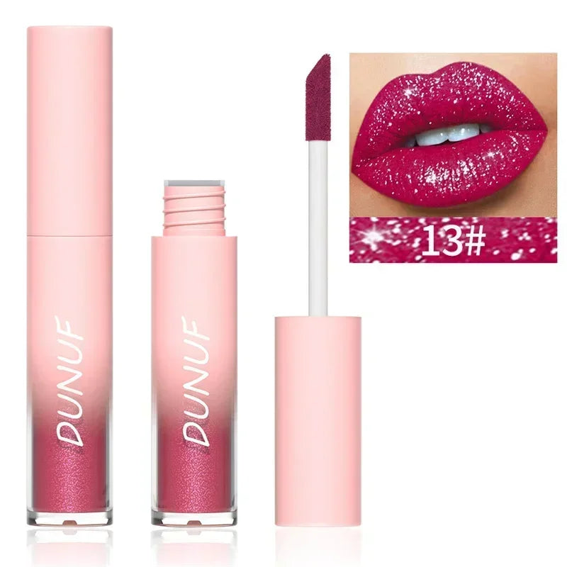 Pure Elegance | Waterproof Diamond Shimmer Glitter Lip Gloss 18 Colors Matte Glitter Liquid Lipstick Diamond Pearl Colour Lip Gloss Sexy Make Up 13