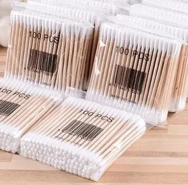 Pure Elegance | 500pcs Double Head Wood Cotton Swab Nose Ears Cleaning Women Makeup Tools Lipstik Cotton Buds Tip Sticks Bastoncillos Oidos 500pcs