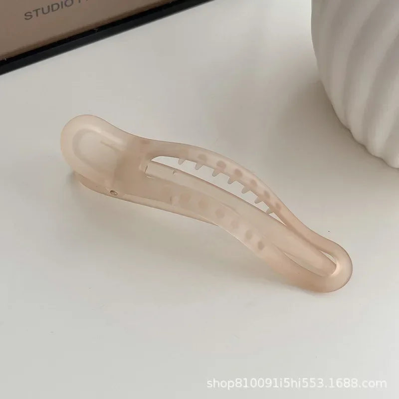 Pure Elegance | Plastic Duckbill Clip Seamless Hair Claws for Women Girls Hair Crab Clamps Face Wash Hairpin Hair Accessories Candy Color 11.5cm s pink
