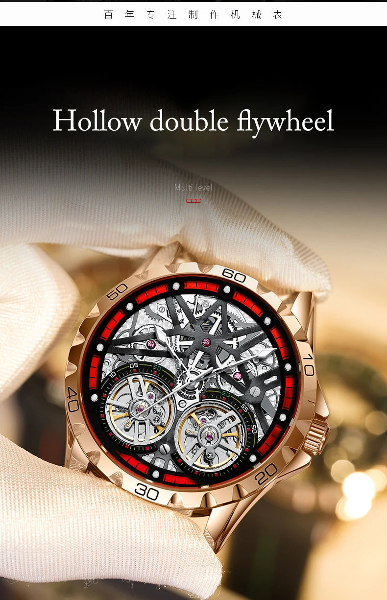Pure Elegance | AILANG 2022 Men's Fashion Watch Automatic Double Pendulum Tourbillon Watch Luxury Clock Waterproof Business Mechanical Watch