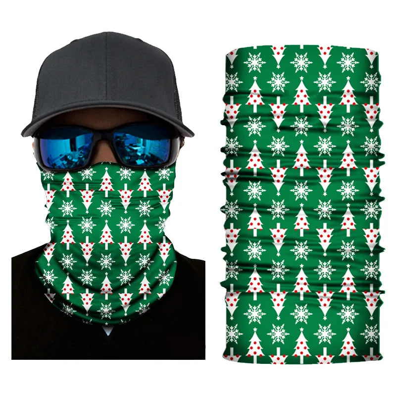 Pure Elegance | 3D Printed Christmas Turban Face Neck Warmer Seamless Scarf Bandana Outdoor Sport Sun Protection Ski Mask Santa Claus Tree D2-94