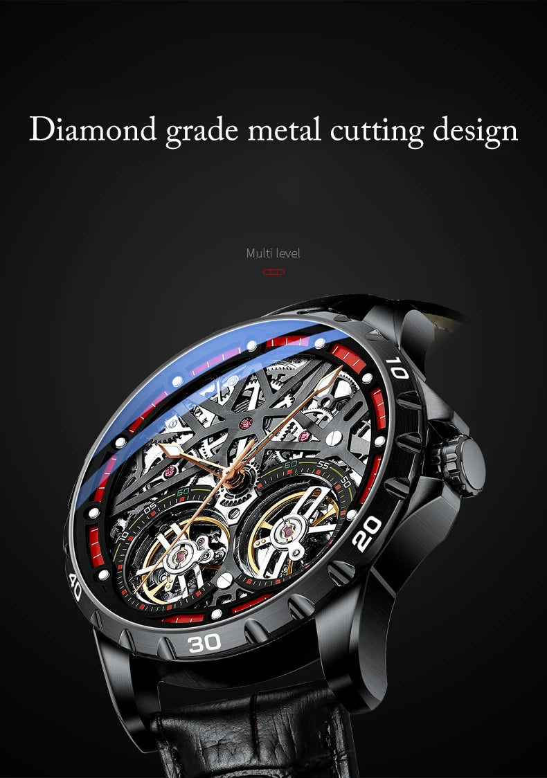 Pure Elegance | AILANG 2022 Men's Fashion Watch Automatic Double Pendulum Tourbillon Watch Luxury Clock Waterproof Business Mechanical Watch