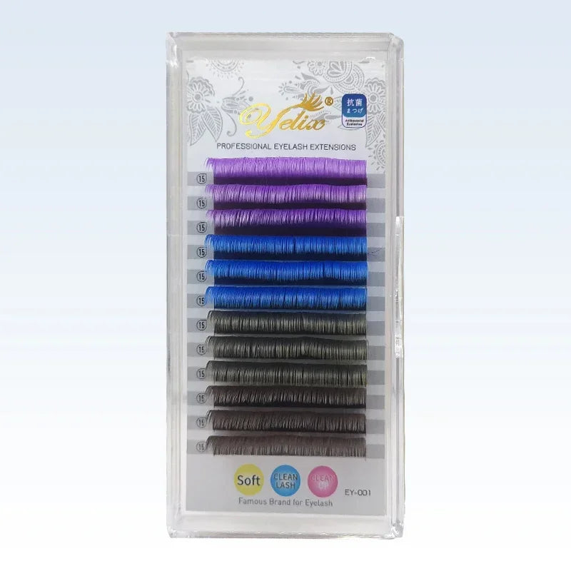 Pure Elegance | Yelix Ellipse Flat Lashes Mix Color Cashmere Lash Extensions Super Soft Eyelash Extenton High Quality Make Up Fake Eyelashes 4 colors