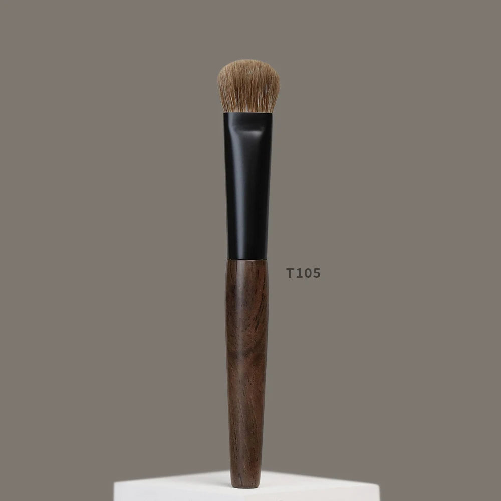 Pure Elegance | T105 Professional Handmade Makeup Brushes Natural Goat Hair Concealer Small Foundation Brush Ebony Wood Handle Make Up Brush