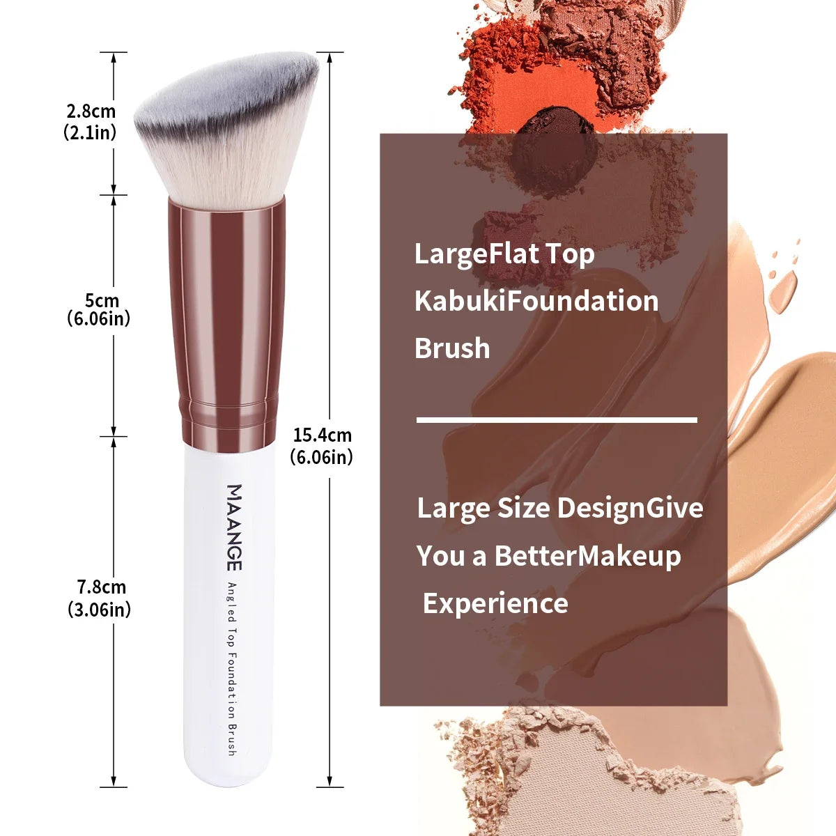 Pure Elegance | MAANGE 2PCS Foundation Makeup Brush Set Flat Angled Kabuki Powder Blush Brush For Liquid Soft Bristles Cosmetic Makeup Tools