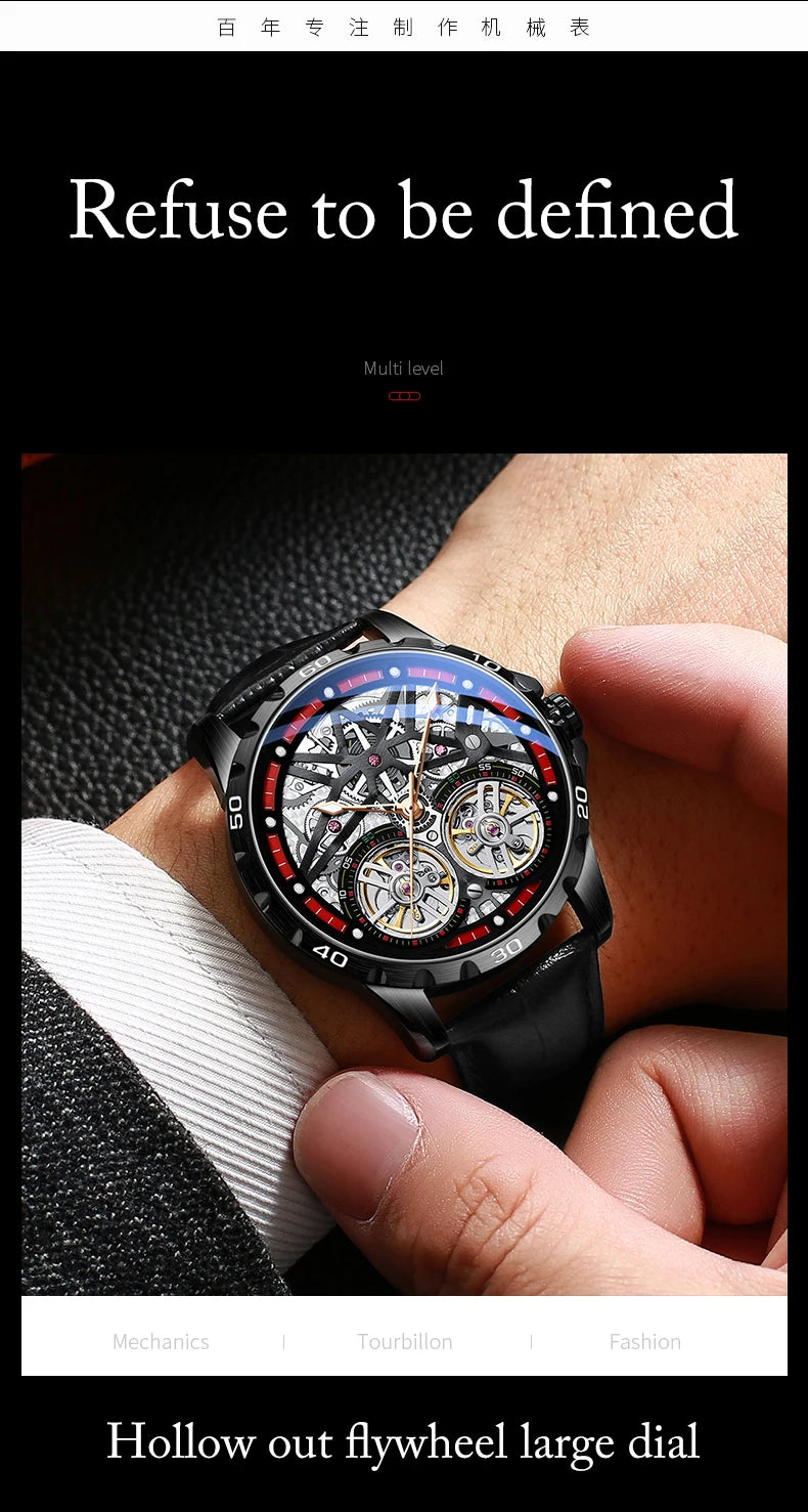Pure Elegance | AILANG 2022 Men's Fashion Watch Automatic Double Pendulum Tourbillon Watch Luxury Clock Waterproof Business Mechanical Watch