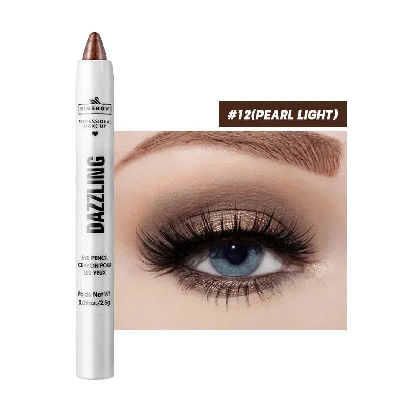 Pure Elegance | 12 Colors Pearlescent Eyeshadow Pencil Waterproof Long Lasting Glitter Shimmer Eye Shadow Pen Eyeliner Stick Eyes Makeup Tools 12