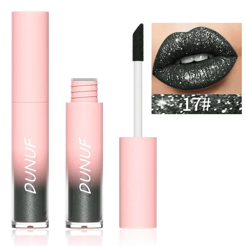 Pure Elegance | Waterproof Diamond Shimmer Glitter Lip Gloss 18 Colors Matte Glitter Liquid Lipstick Diamond Pearl Colour Lip Gloss Sexy Make Up 17