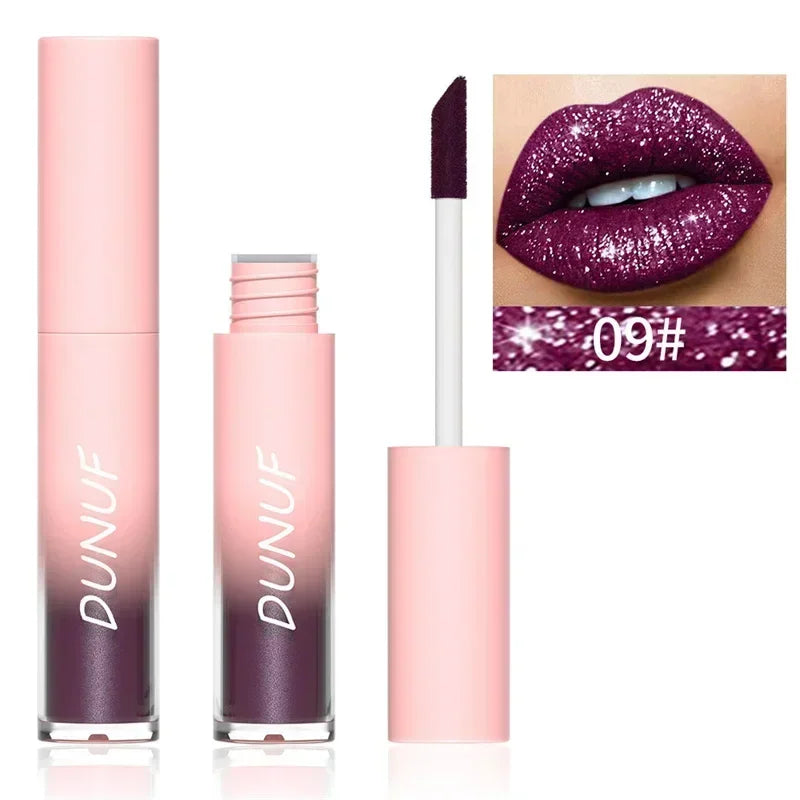 Pure Elegance | Waterproof Diamond Shimmer Glitter Lip Gloss 18 Colors Matte Glitter Liquid Lipstick Diamond Pearl Colour Lip Gloss Sexy Make Up 09