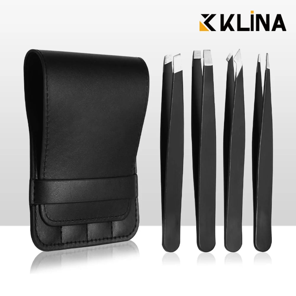Pure Elegance | 4PCS Tweezers Set Professional Makeup Tools Stainless Steel Tweezers for Eyebrows for Facial Hair and Ingrown Hair Removal