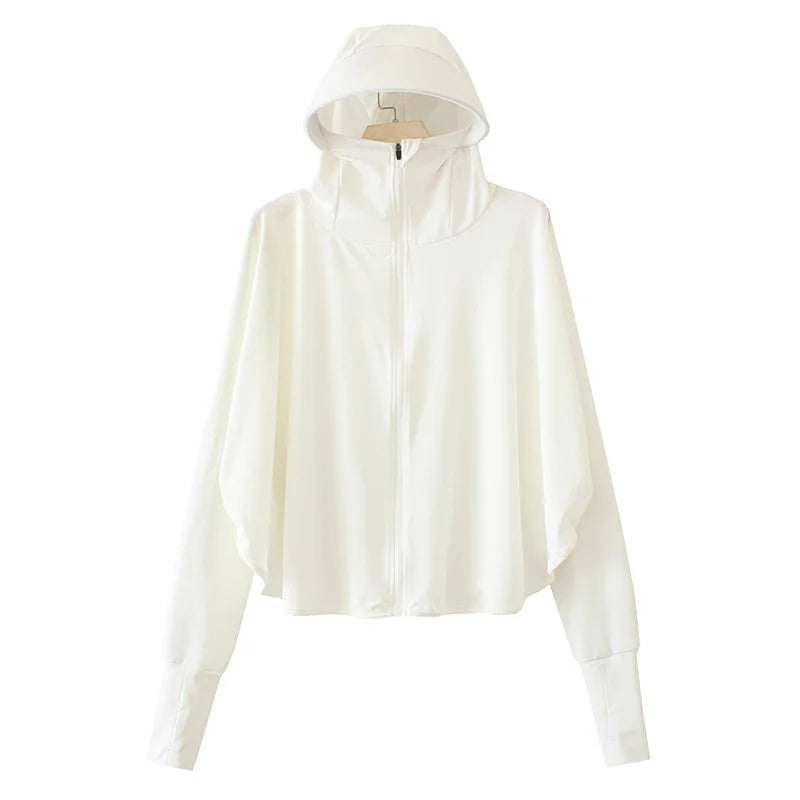 Pure Elegance | Summer Women Sun Protection Clothing UPF 50+ UV Ice Silk Sunscreen Clothing Hooded Sun Protection Clothing Outdoor UV Protection white CHINA