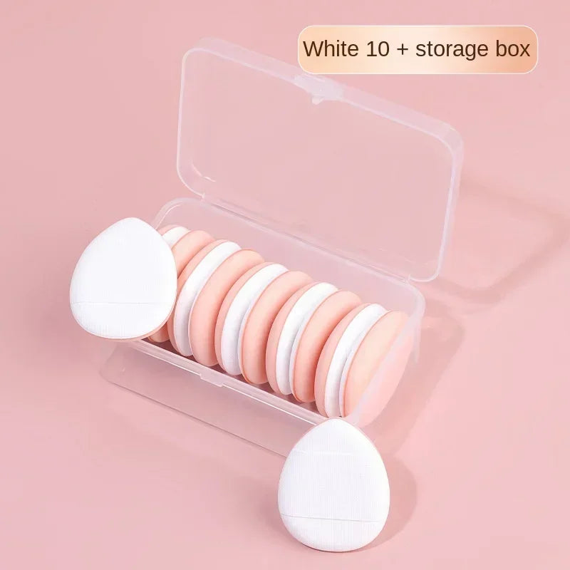 Pure Elegance | 10Pcs Mini Finger Puff Foundation Small Air Cushion Powder Sponge Face Concealer BB Cream Cosmetic Applicator Makeup Tools White