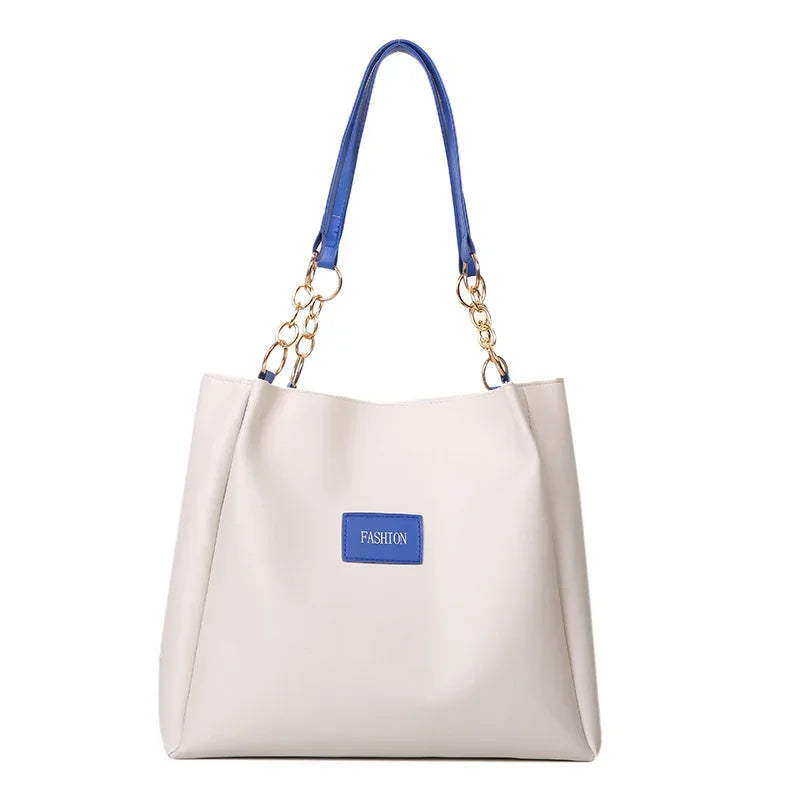 Pure Elegance | 1PC Atmospheric Commuting Fashion Popular Handbag Summer Trend New Student Make-up Class Bag Simple Casual Shoulder Tote Bag Blue