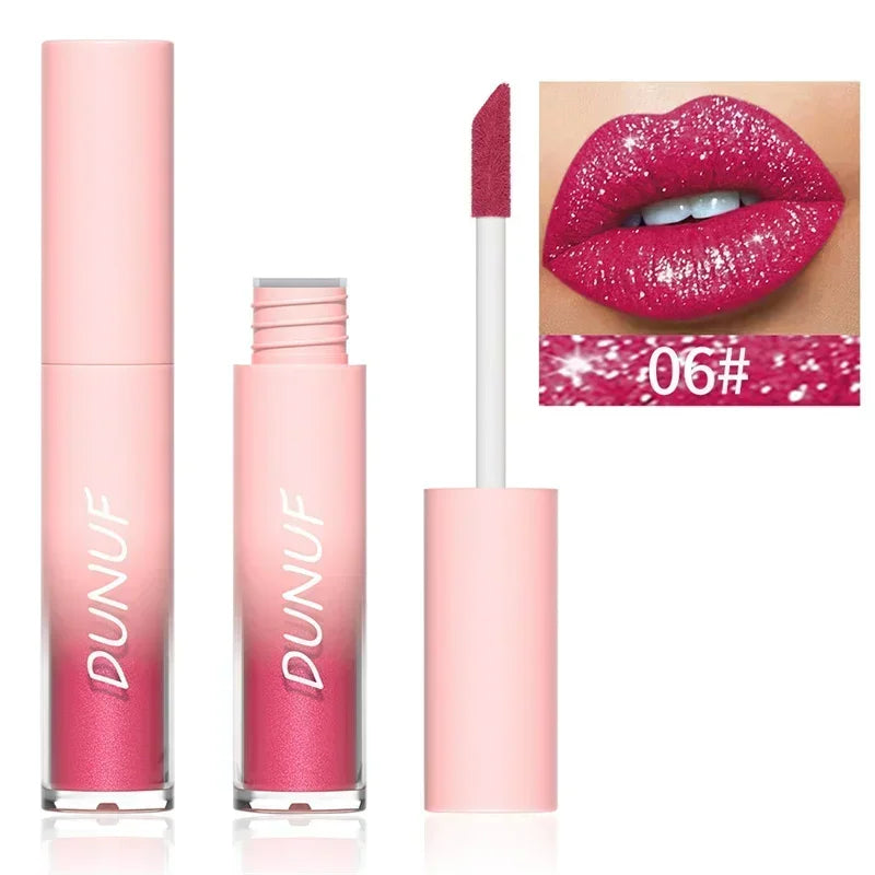 Pure Elegance | Waterproof Diamond Shimmer Glitter Lip Gloss 18 Colors Matte Glitter Liquid Lipstick Diamond Pearl Colour Lip Gloss Sexy Make Up 06