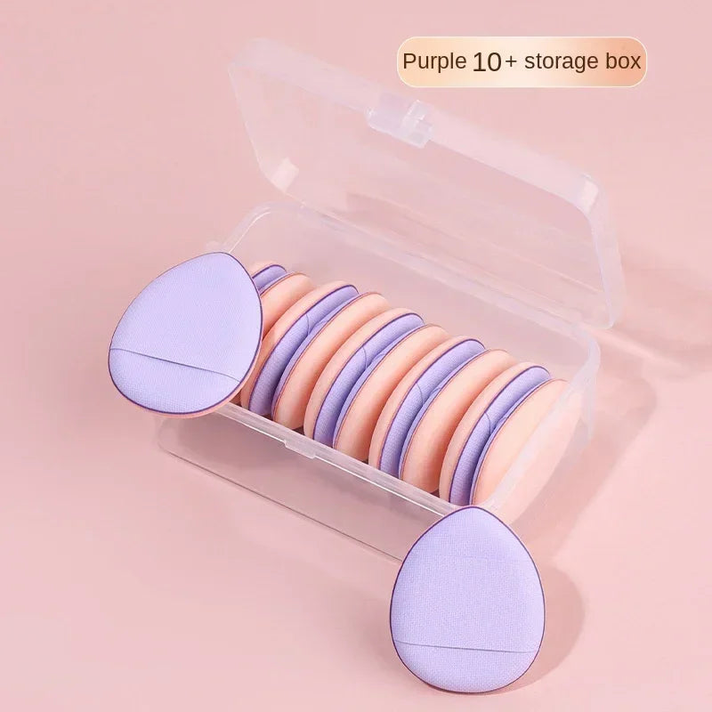 Pure Elegance | 10Pcs Mini Finger Puff Foundation Small Air Cushion Powder Sponge Face Concealer BB Cream Cosmetic Applicator Makeup Tools Purple