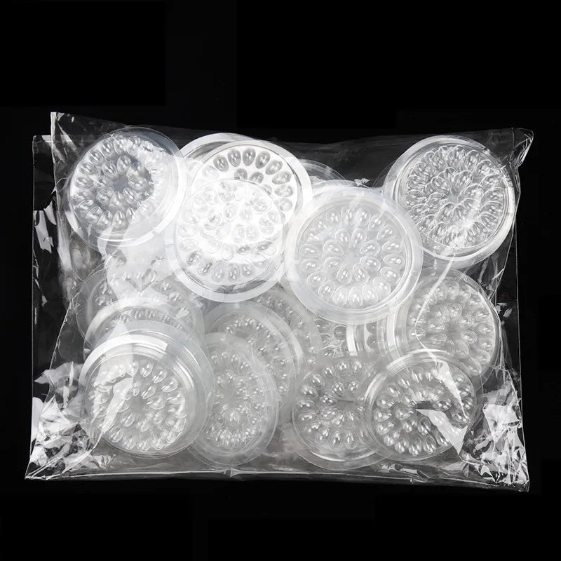 Pure Elegance | HOT 100 pcs Disposable Holder Sticker Glue Adhesive Pallet For Eyelash Extension Eyelash Makeup Tools Plastic Flower Eyelash 100 pcs
