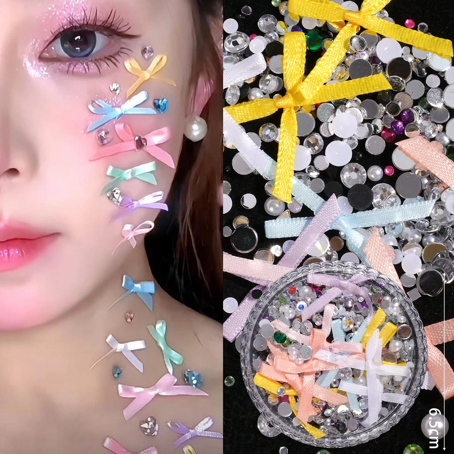 Pure Elegance | Sweet Face Jewelry Decoration 3D Bow Love Crystal Butterfly Diamond Facial Make Up DIY Rhinestone Glitter Temporary Tattoos yellow