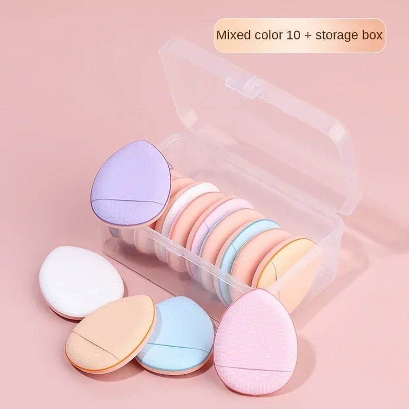 Pure Elegance | 10Pcs Mini Finger Puff Foundation Small Air Cushion Powder Sponge Face Concealer BB Cream Cosmetic Applicator Makeup Tools Mixed-colors